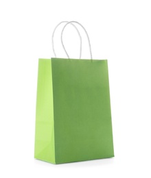 Photo of Mockup of paper shopping bag on white background