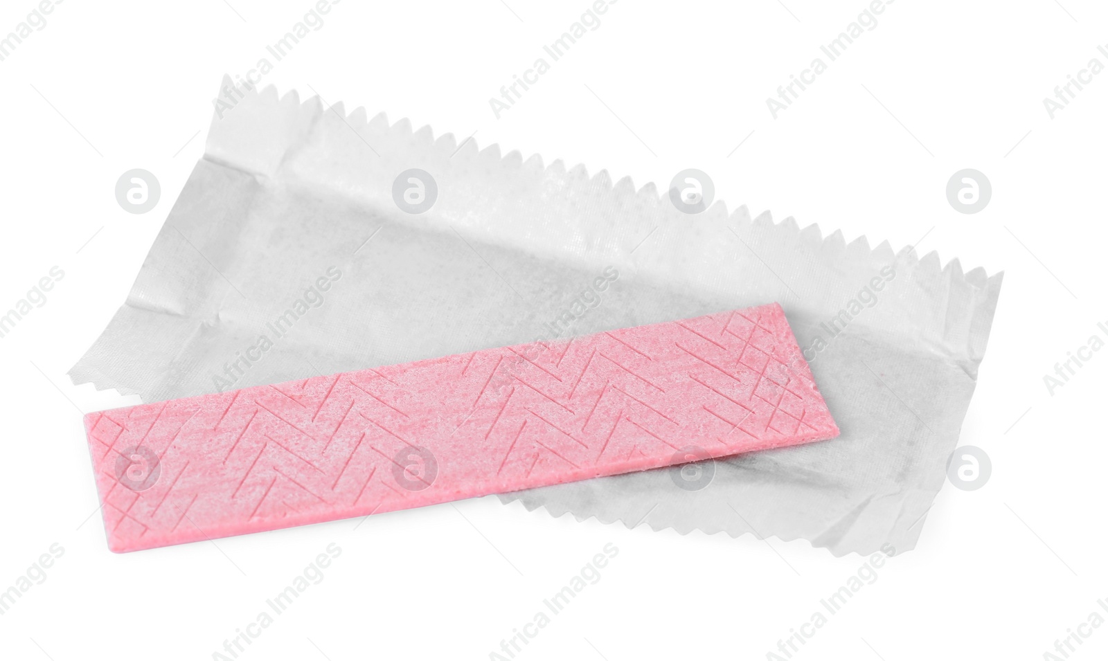 Photo of Unwrapped stick of chewing gum isolated on white