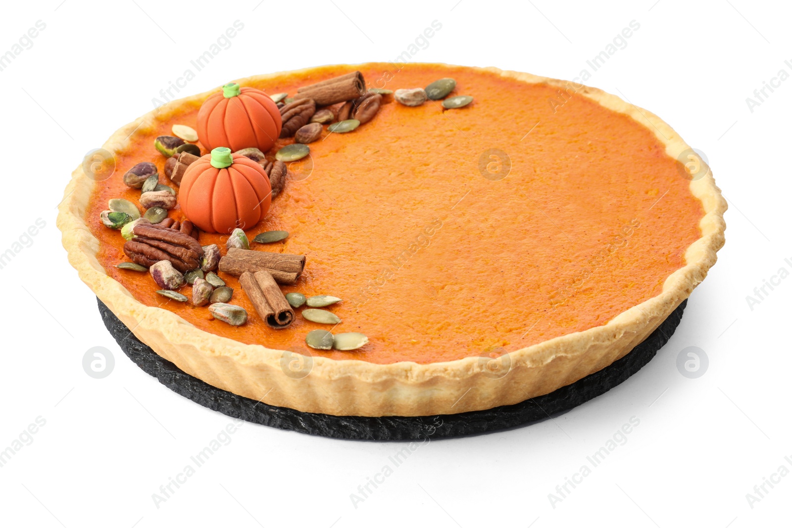 Photo of Delicious homemade pumpkin pie isolated on white