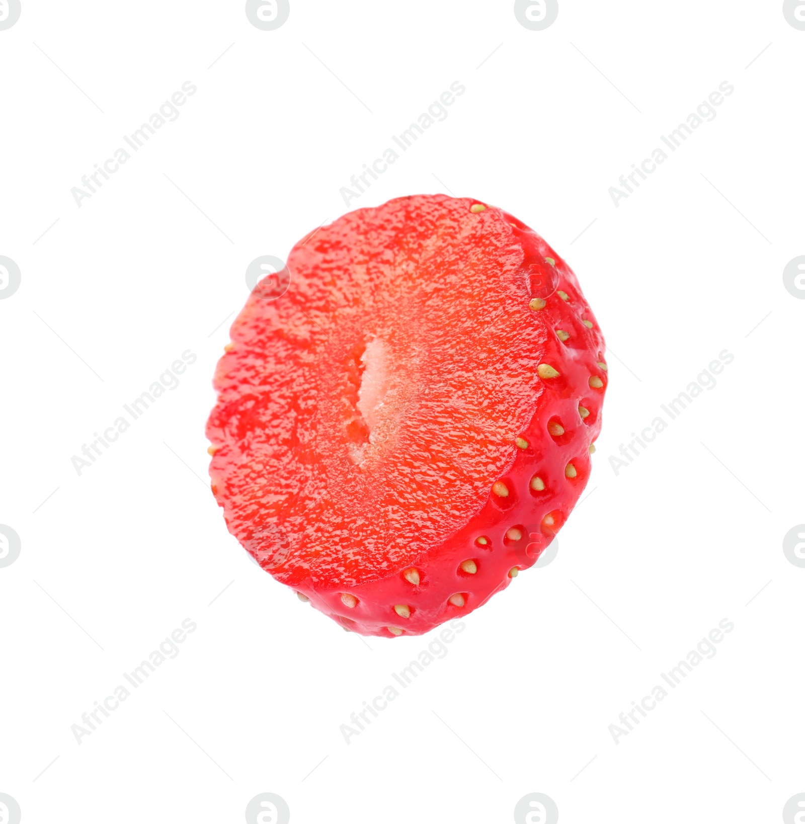 Photo of Piece of delicious ripe strawberry isolated on white