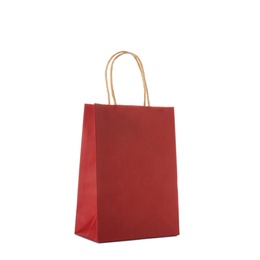 Photo of Mockup of paper shopping bag on white background