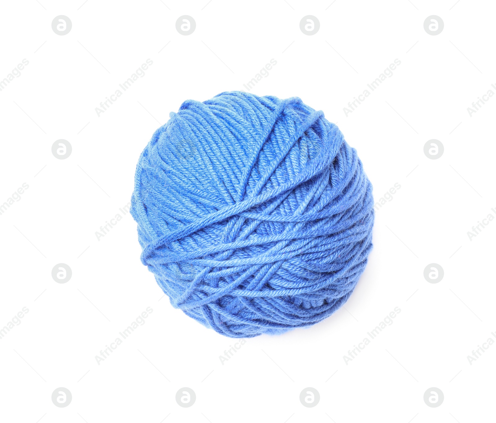 Photo of Soft light blue woolen yarn isolated on white