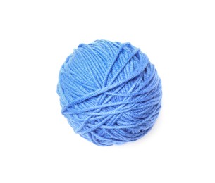 Soft light blue woolen yarn isolated on white