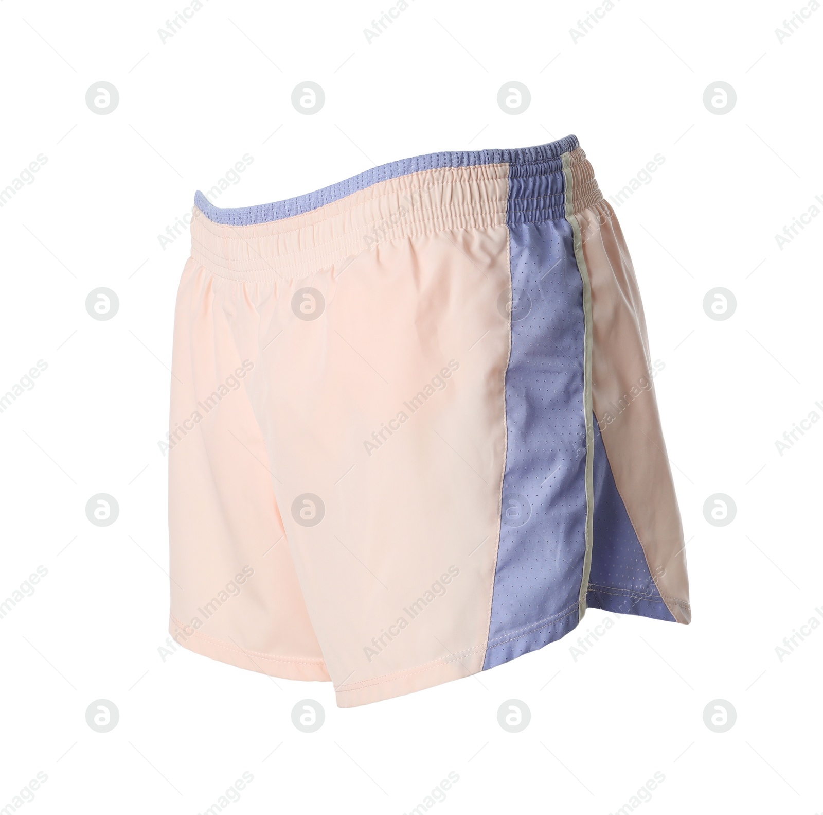 Photo of Color women's shorts isolated on white. Sports clothing