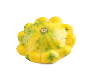 Photo of Fresh ripe yellow pattypan squash isolated on white