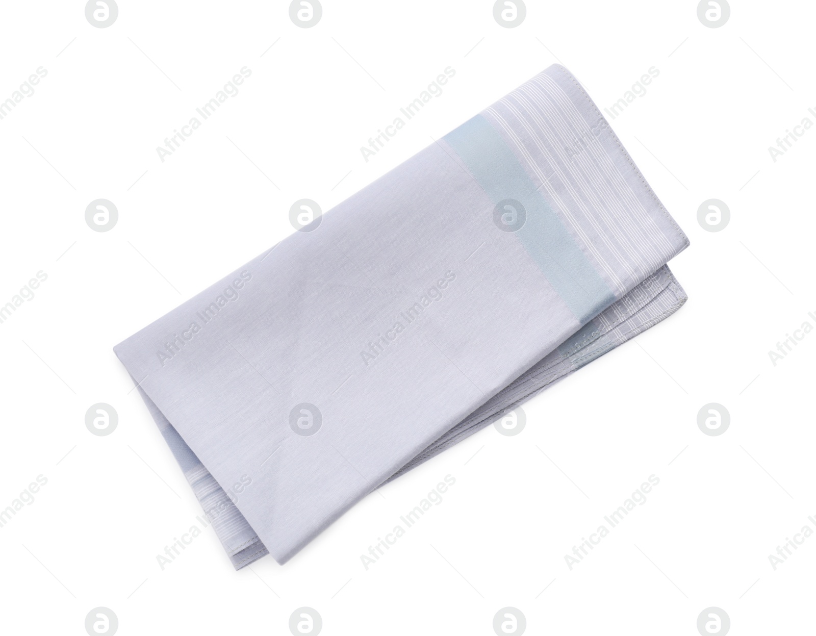 Photo of Folded handkerchief isolated on white. Stylish accessory