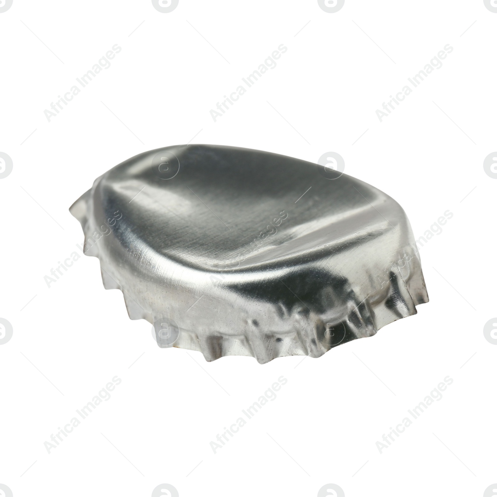 Photo of One silver beer bottle cap isolated on white