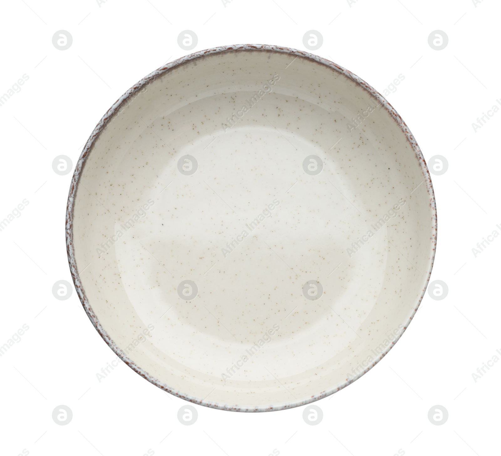 Photo of Empty ceramic bowl isolated on white, top view