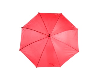 Photo of Beautiful open umbrella on white background