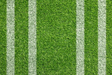 Image of Green grass with white markings, top view