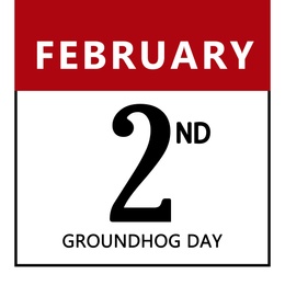 Illustration of Groundhog day, February 2nd date. Calendar sheet illustration