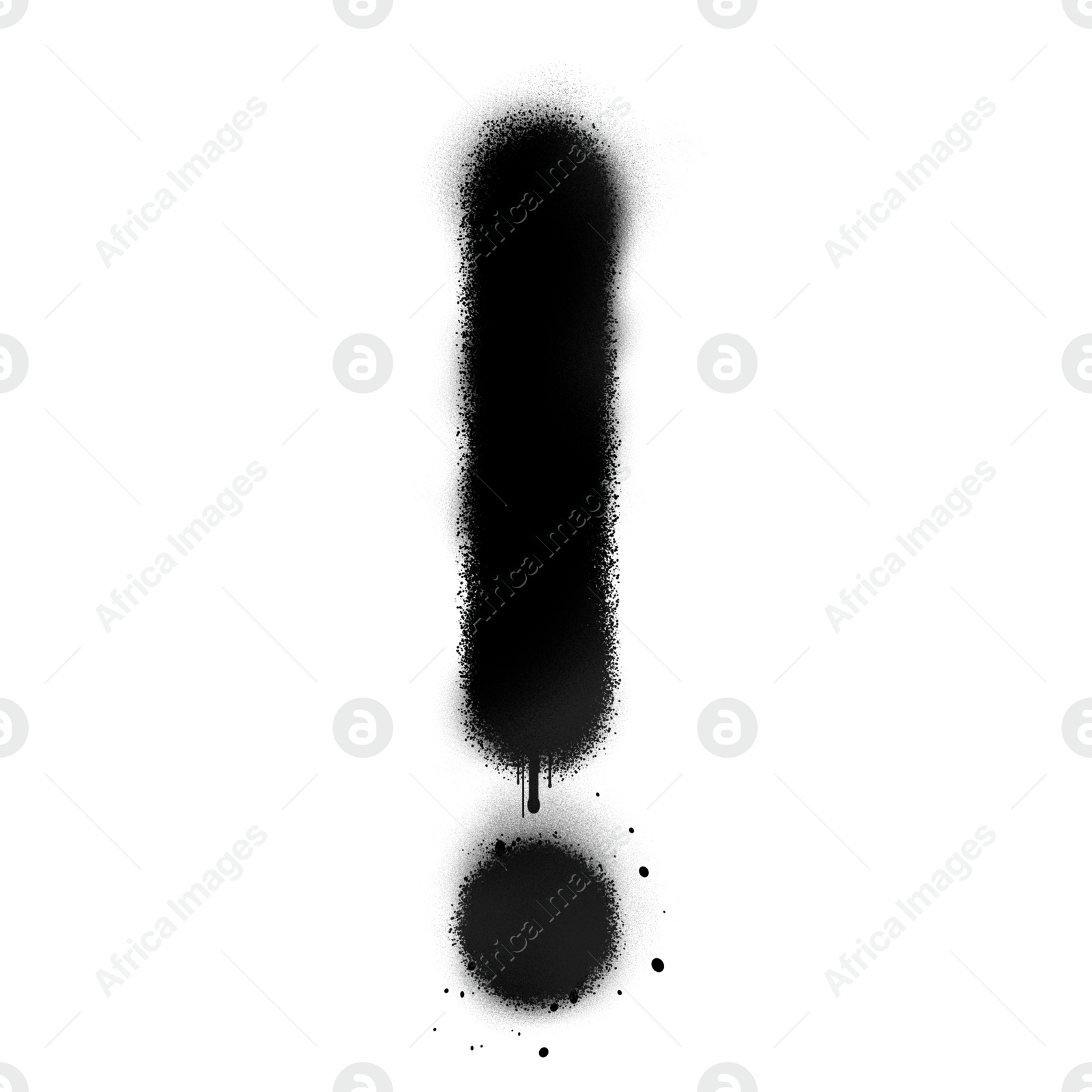 Illustration of Exclamation mark drawn by black spray paint on white background