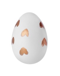 Photo of One Easter egg with stylish pattern isolated on white