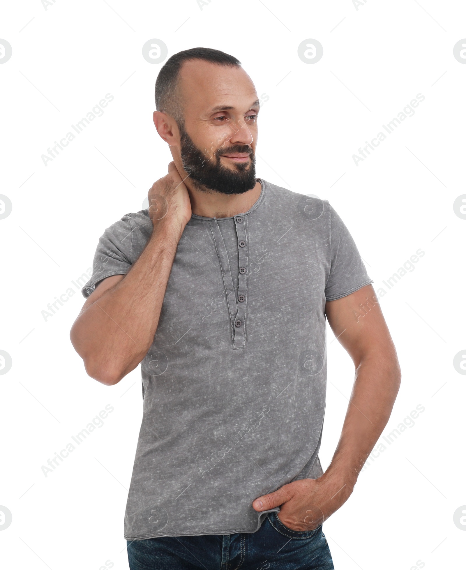 Photo of Portrait of handsome man on white background