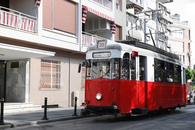 Photo of ISTANBUL, TURKEY - AUGUST 11, 2019: Old tram on city street
