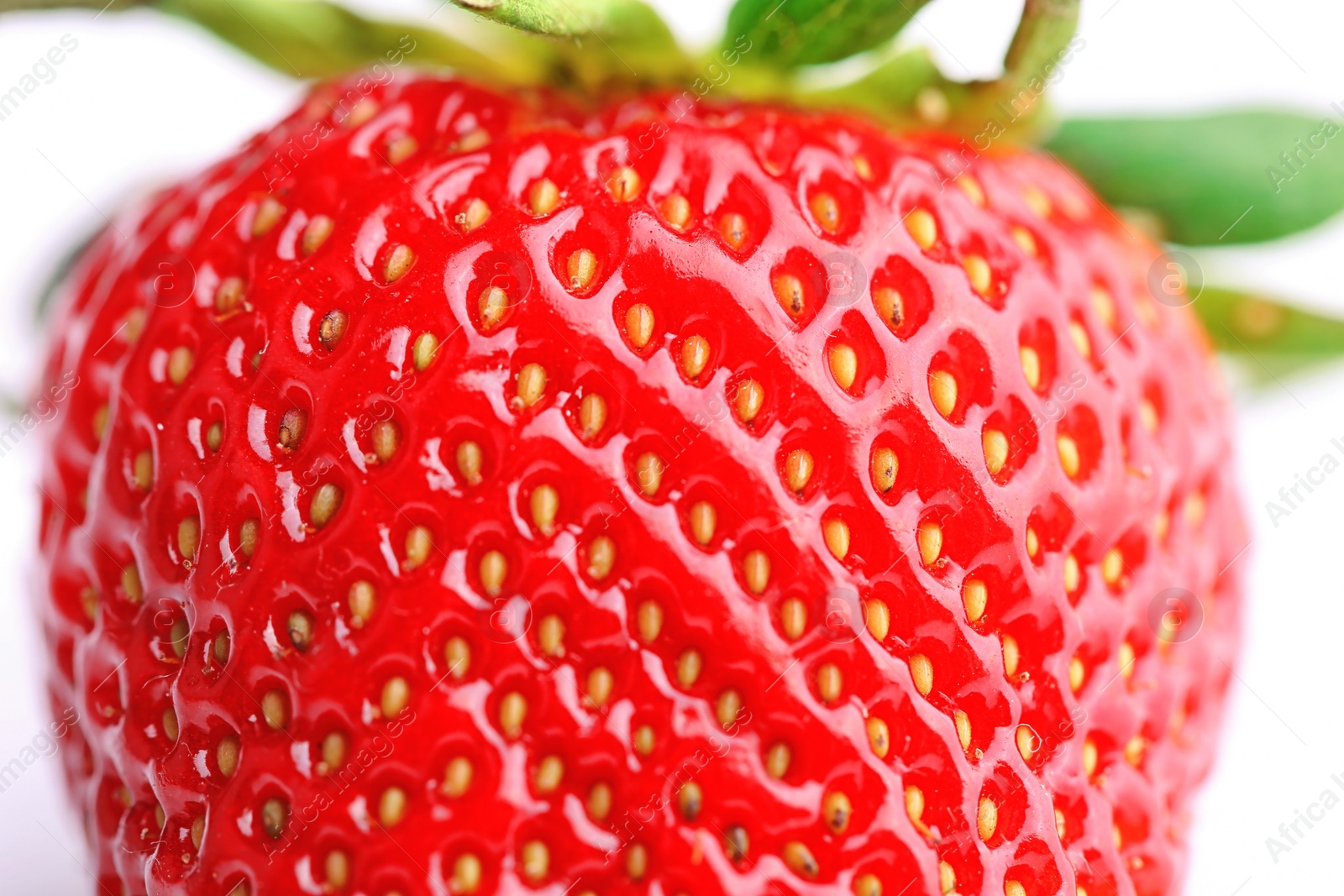 Photo of Ripe red strawberry on white background, closeup