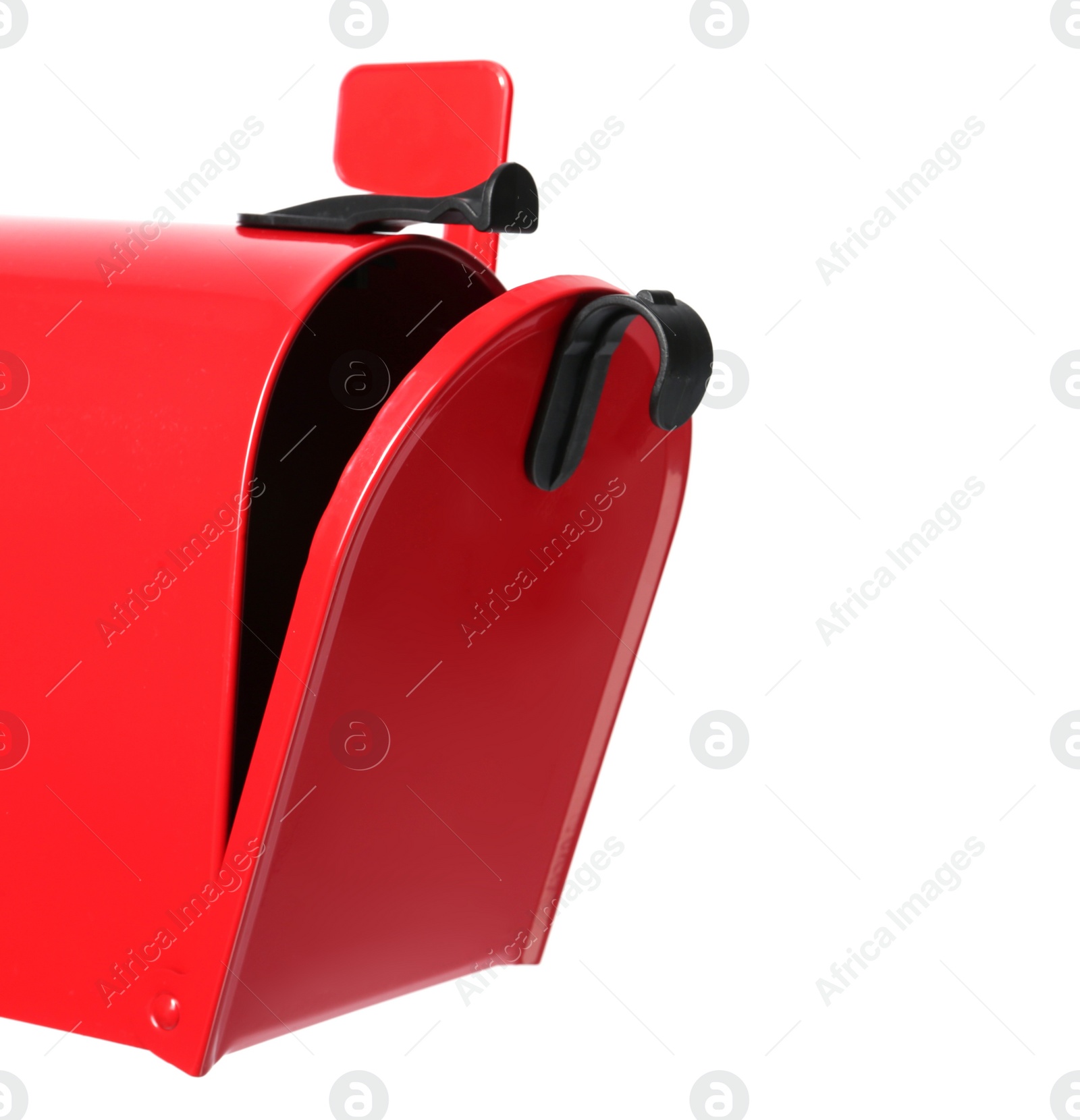 Photo of Shiny red letter box on white background