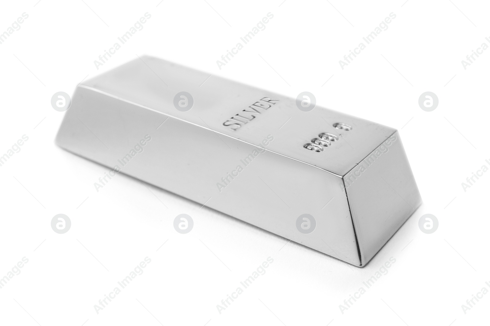 Image of One shining silver bar isolated on white