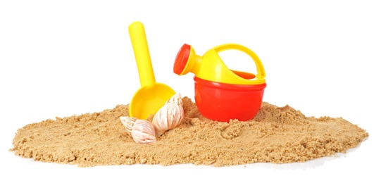 Photo of Composition with beach objects on white background