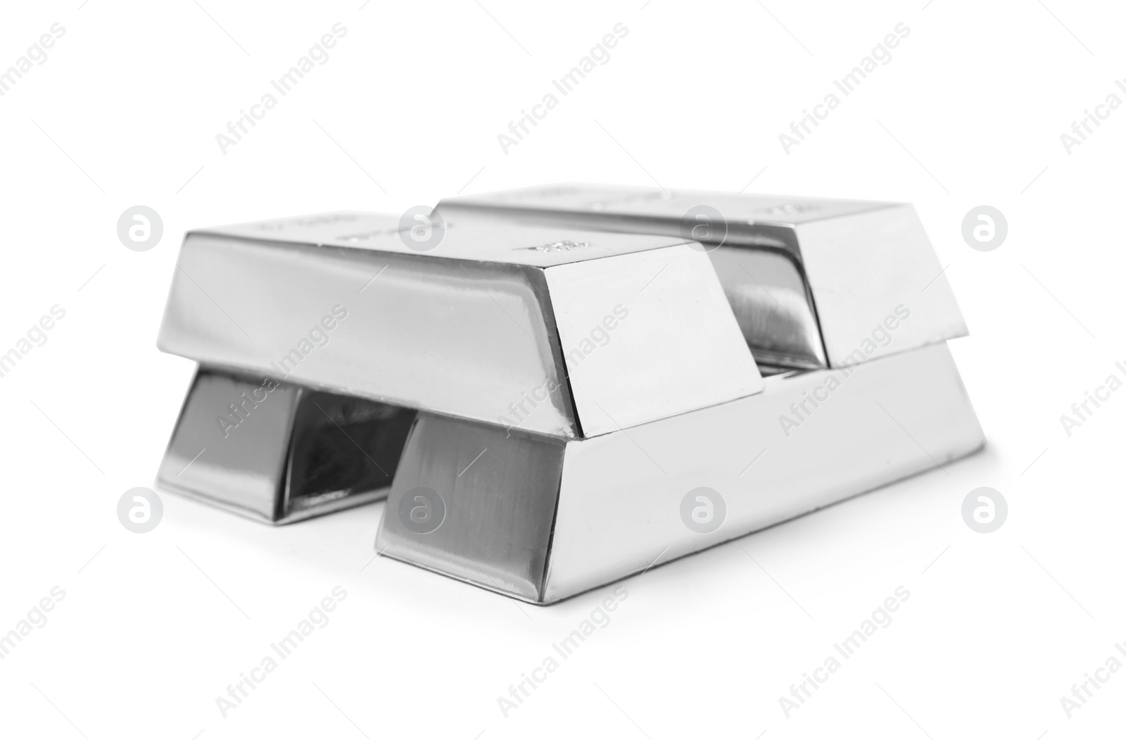 Image of Many shining silver bars isolated on white