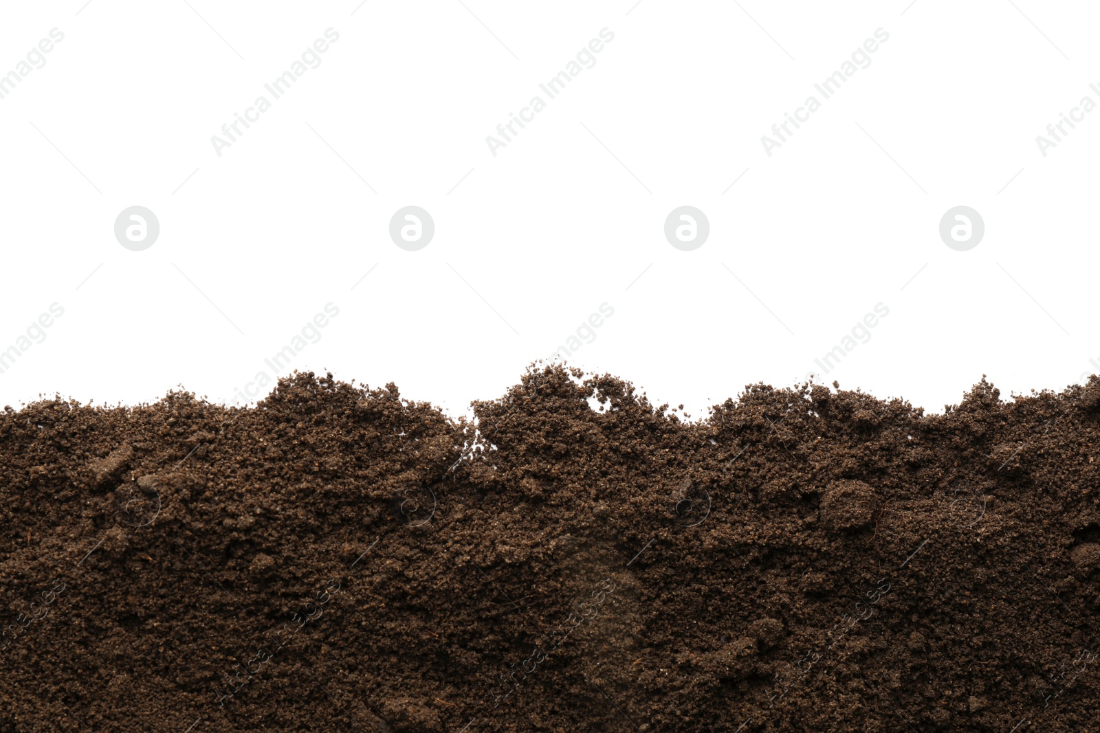 Photo of Pile of soil on white background, top view