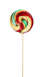 Photo of Stick with colorful lollipop swirl isolated on white