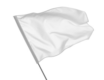 Photo of Blank flag isolated on white. Mockup for design