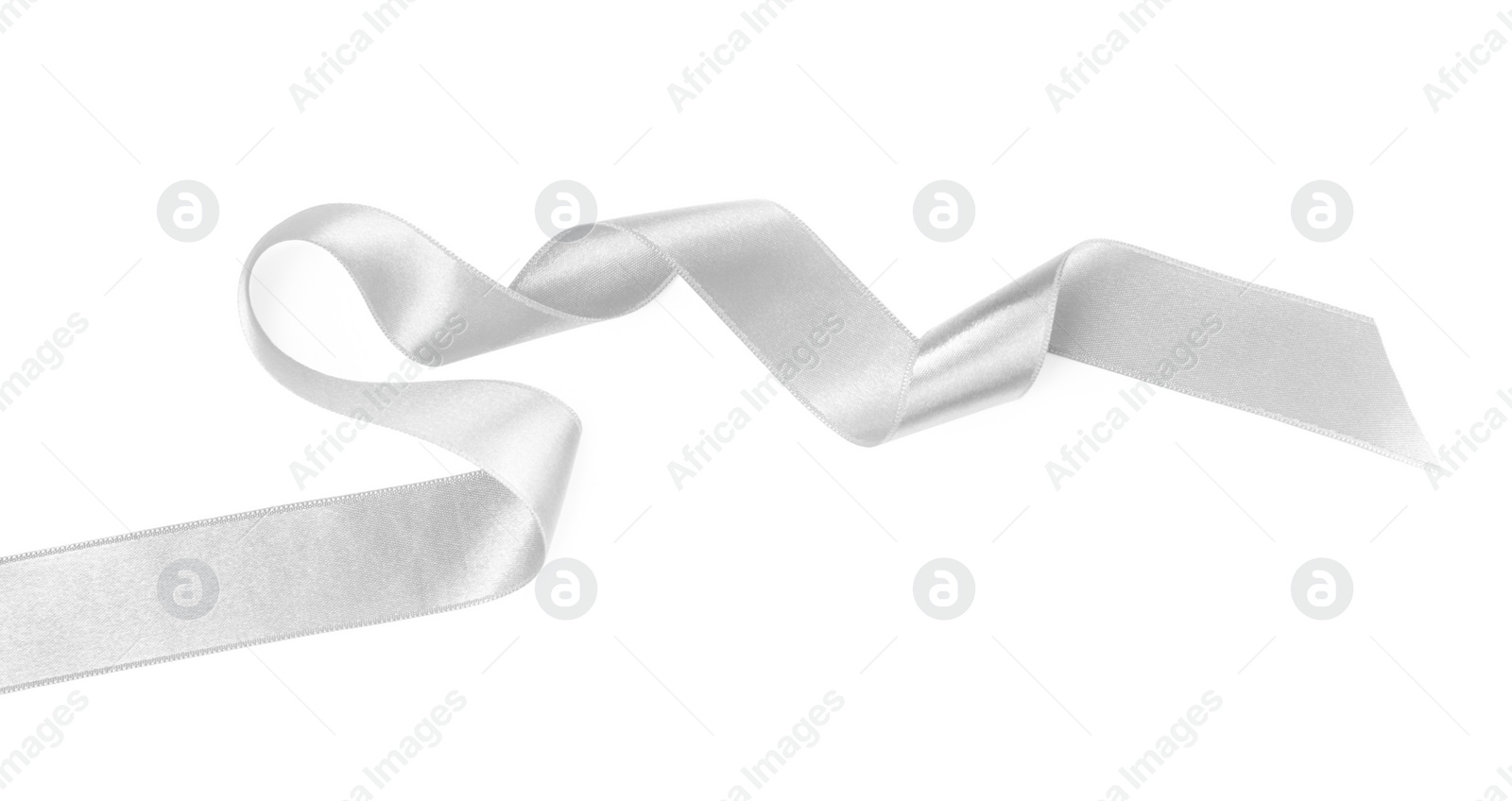 Image of One white satin ribbon isolated on white