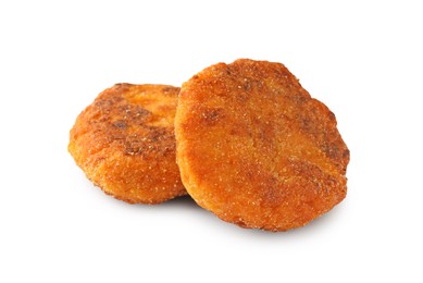 Tasty cooked vegan cutlets isolated on white