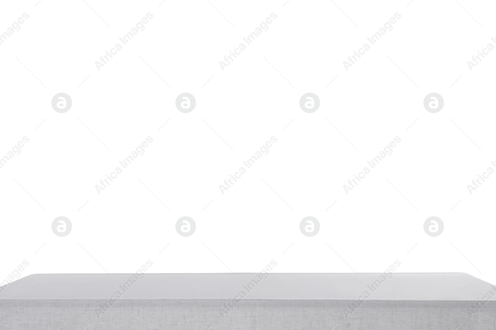 Photo of Table with white tablecloth isolated on white