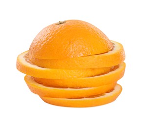 Photo of Slices of juicy orange isolated on white