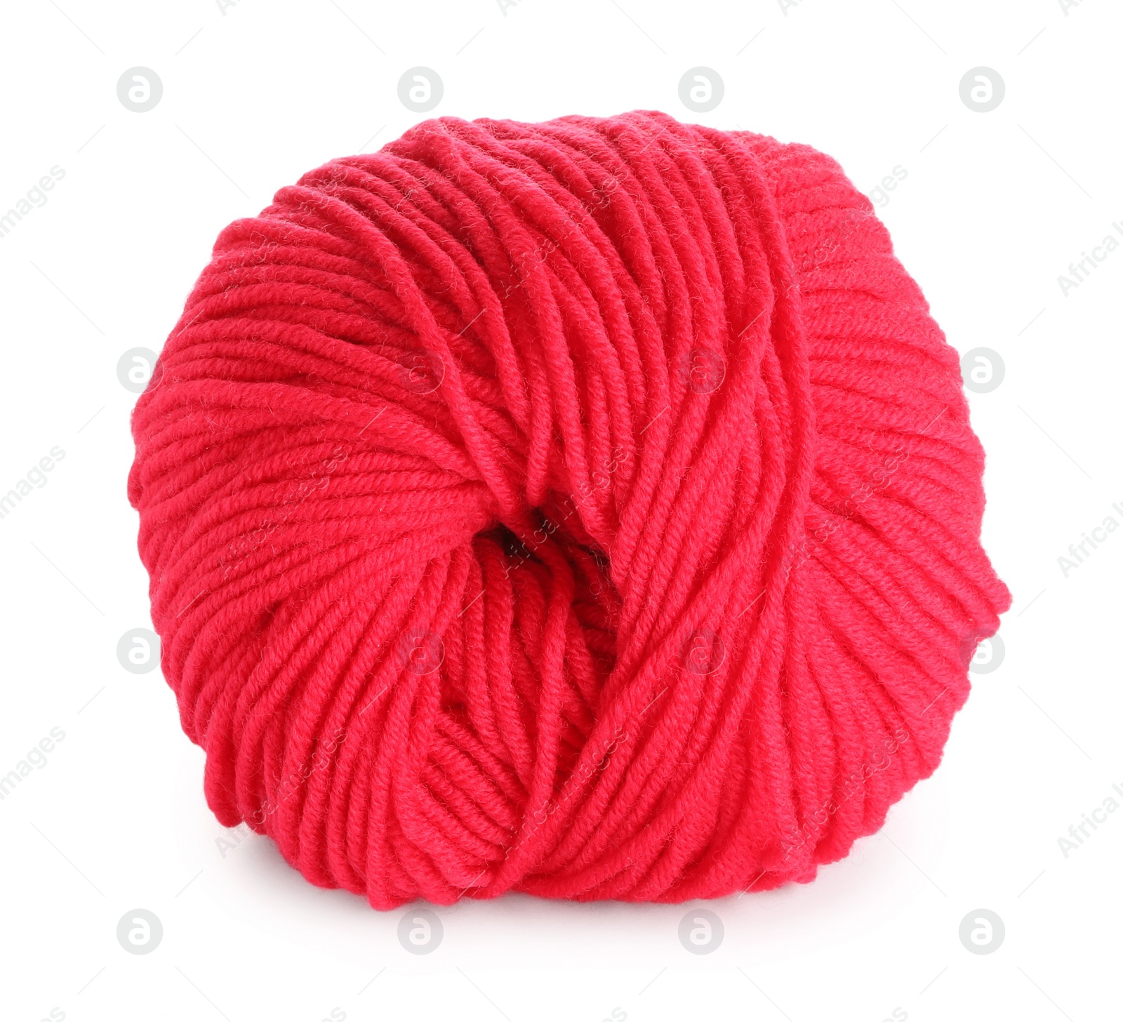 Photo of Soft red woolen yarn isolated on white