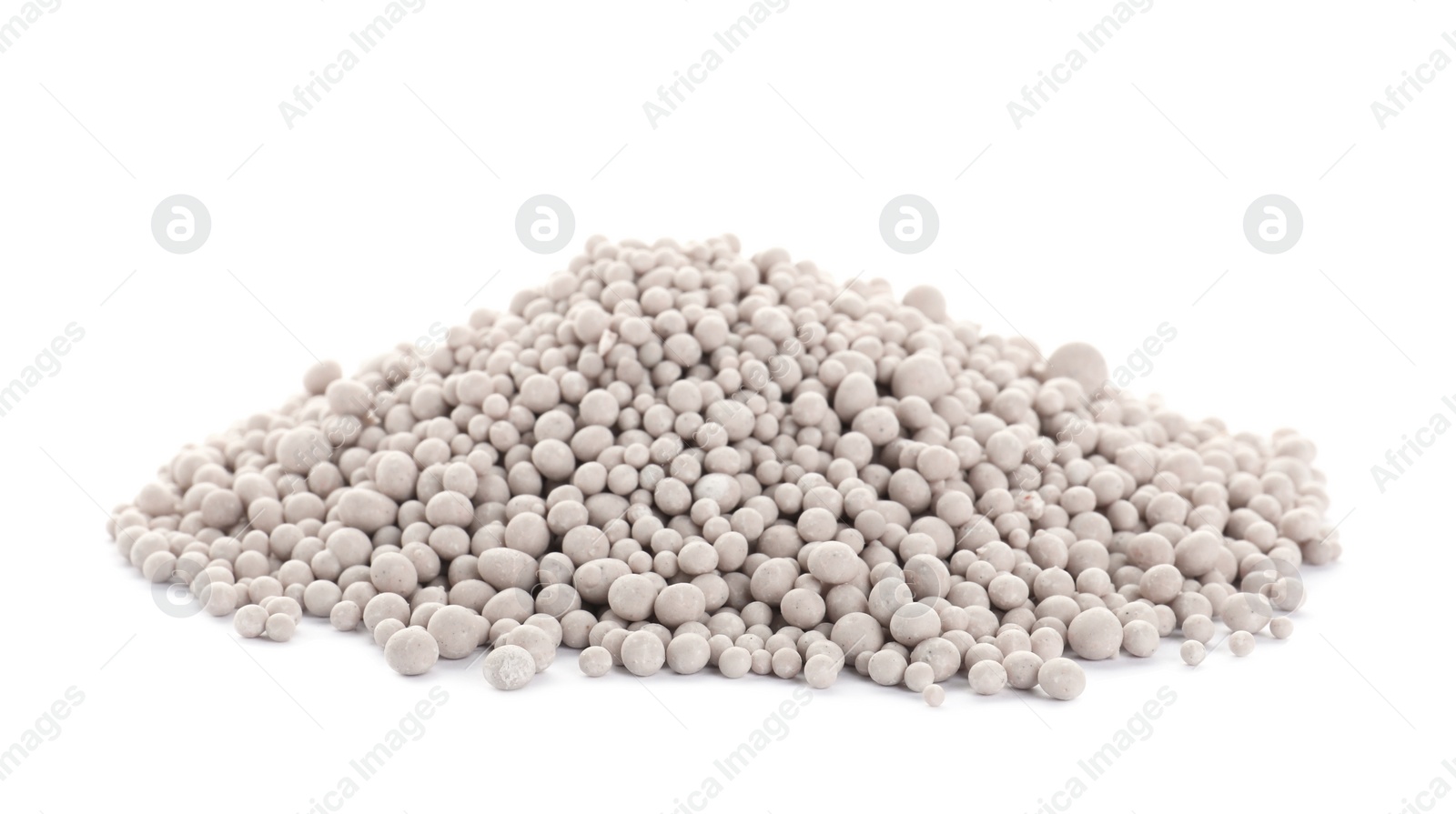 Photo of Pile of chemical fertilizer isolated on white. Gardening time