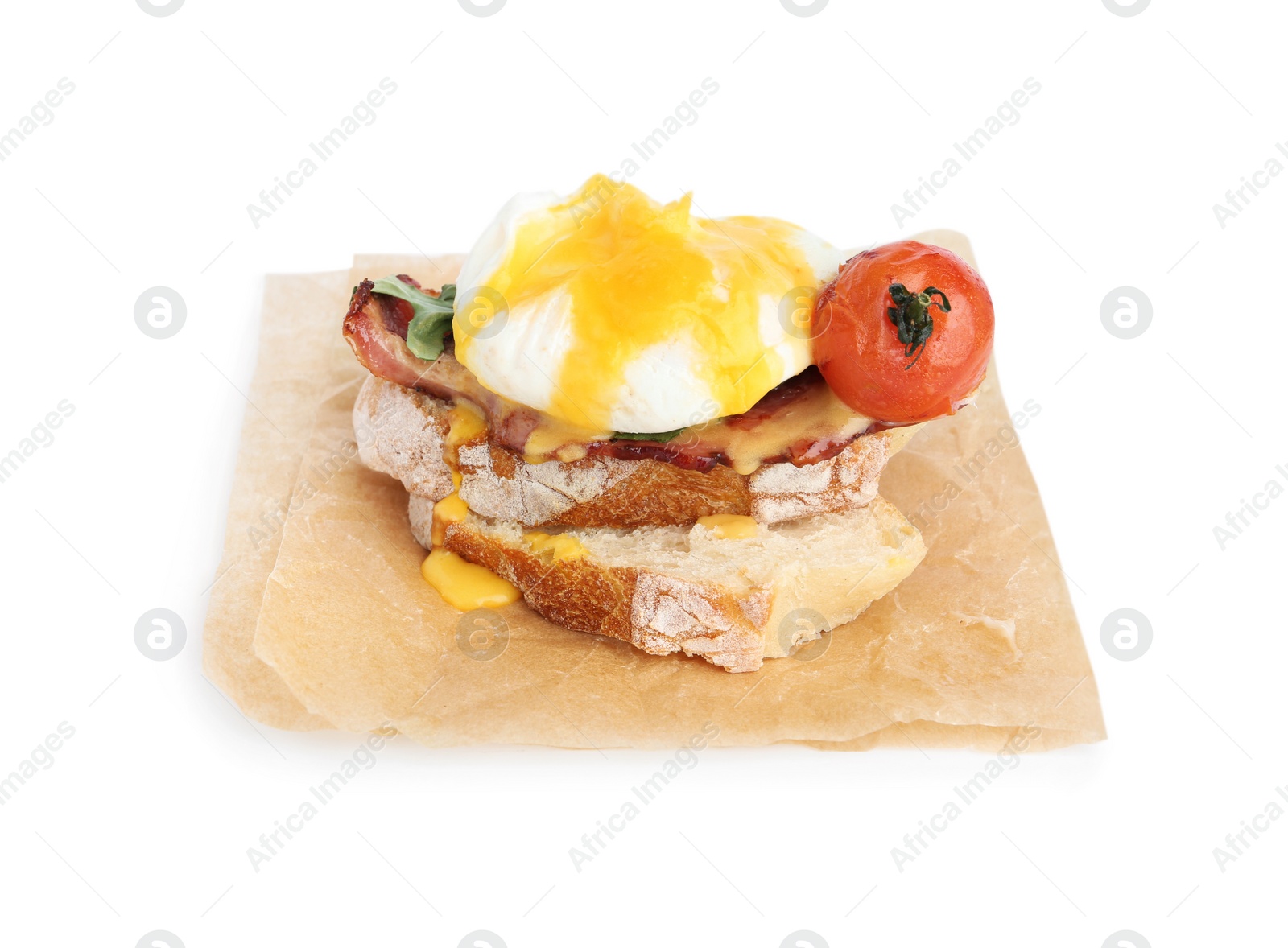 Photo of Fresh delicious egg Benedict isolated on white