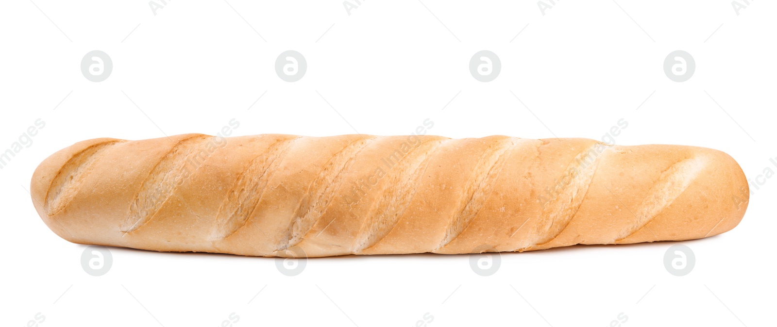 Photo of Loaf of fresh bread on white background