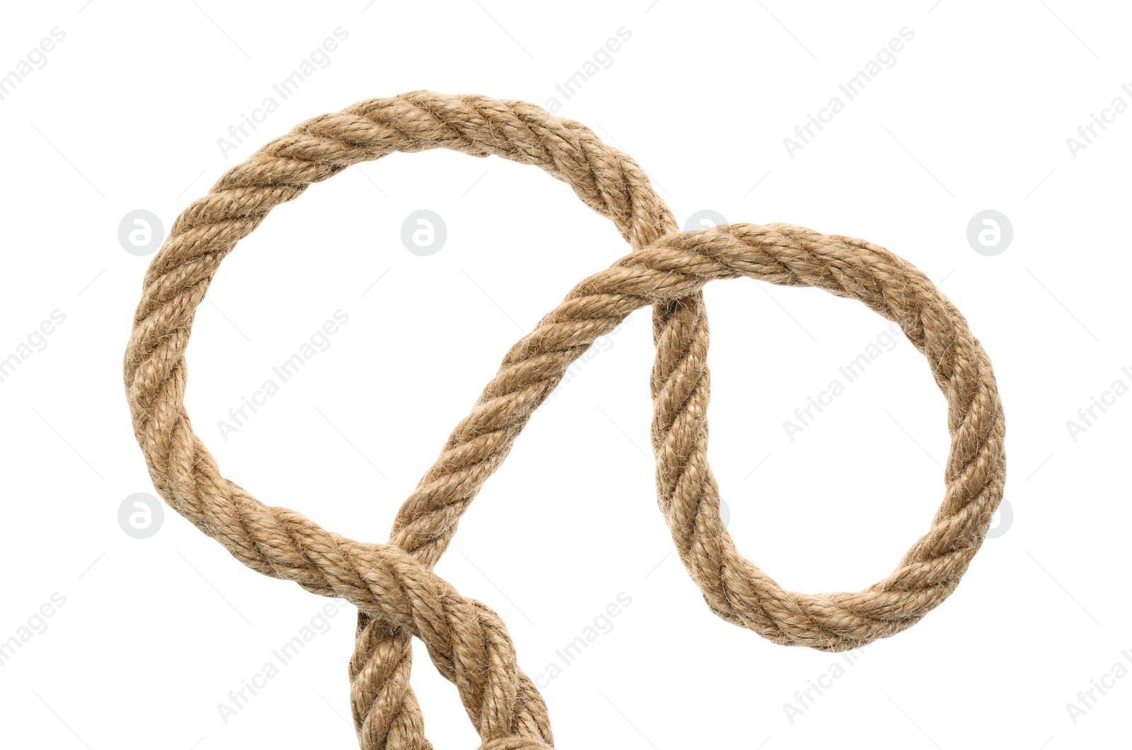 Photo of Hemp rope with loop on white background