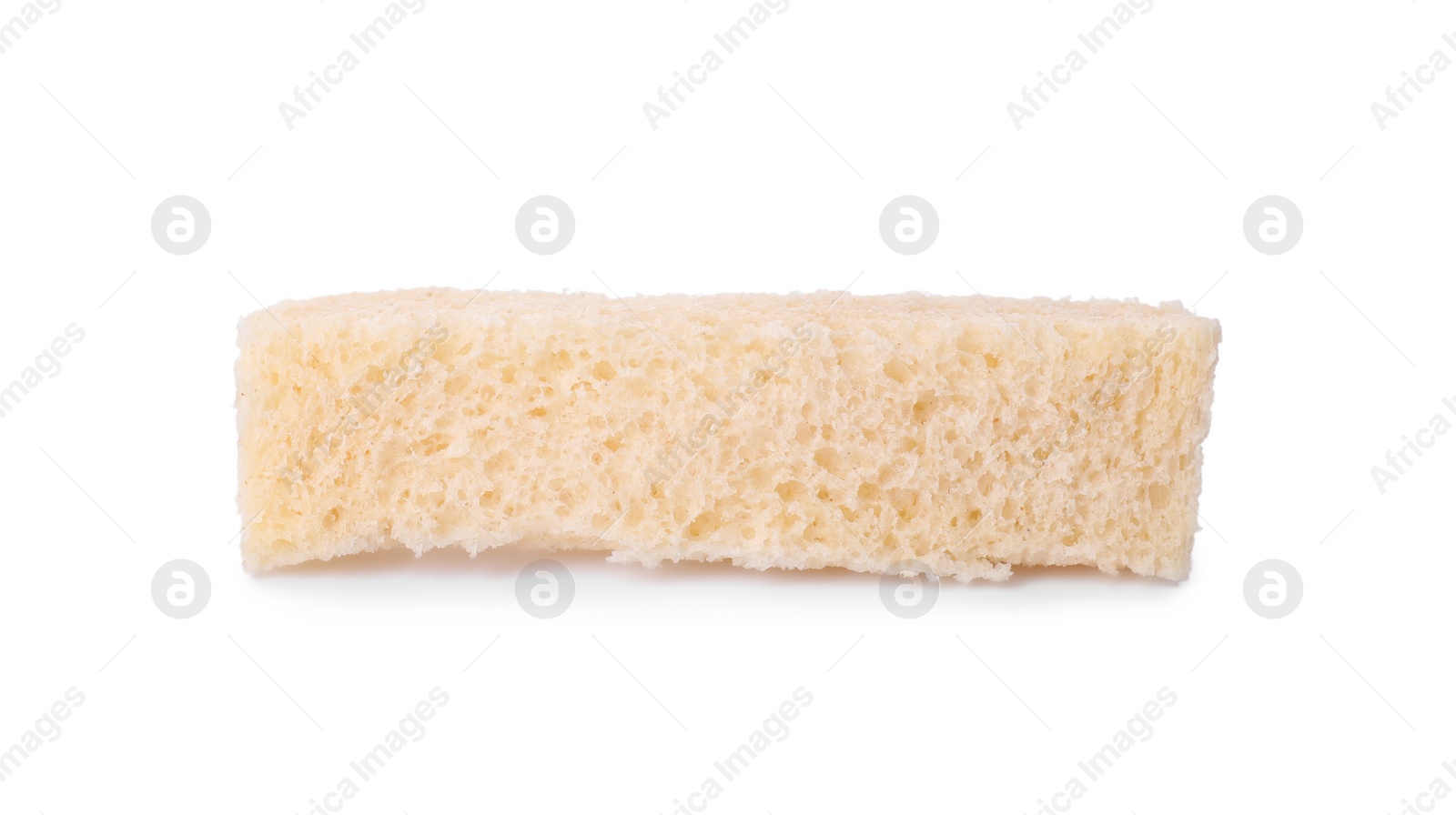 Photo of Crispy rusk isolated on white. Tasty snack