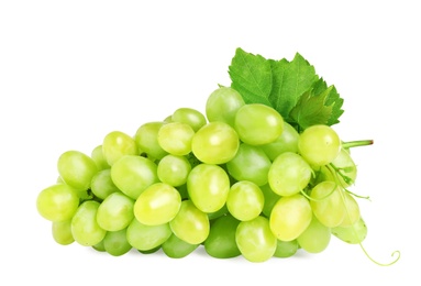 Photo of Bunch of fresh ripe juicy grapes isolated on white