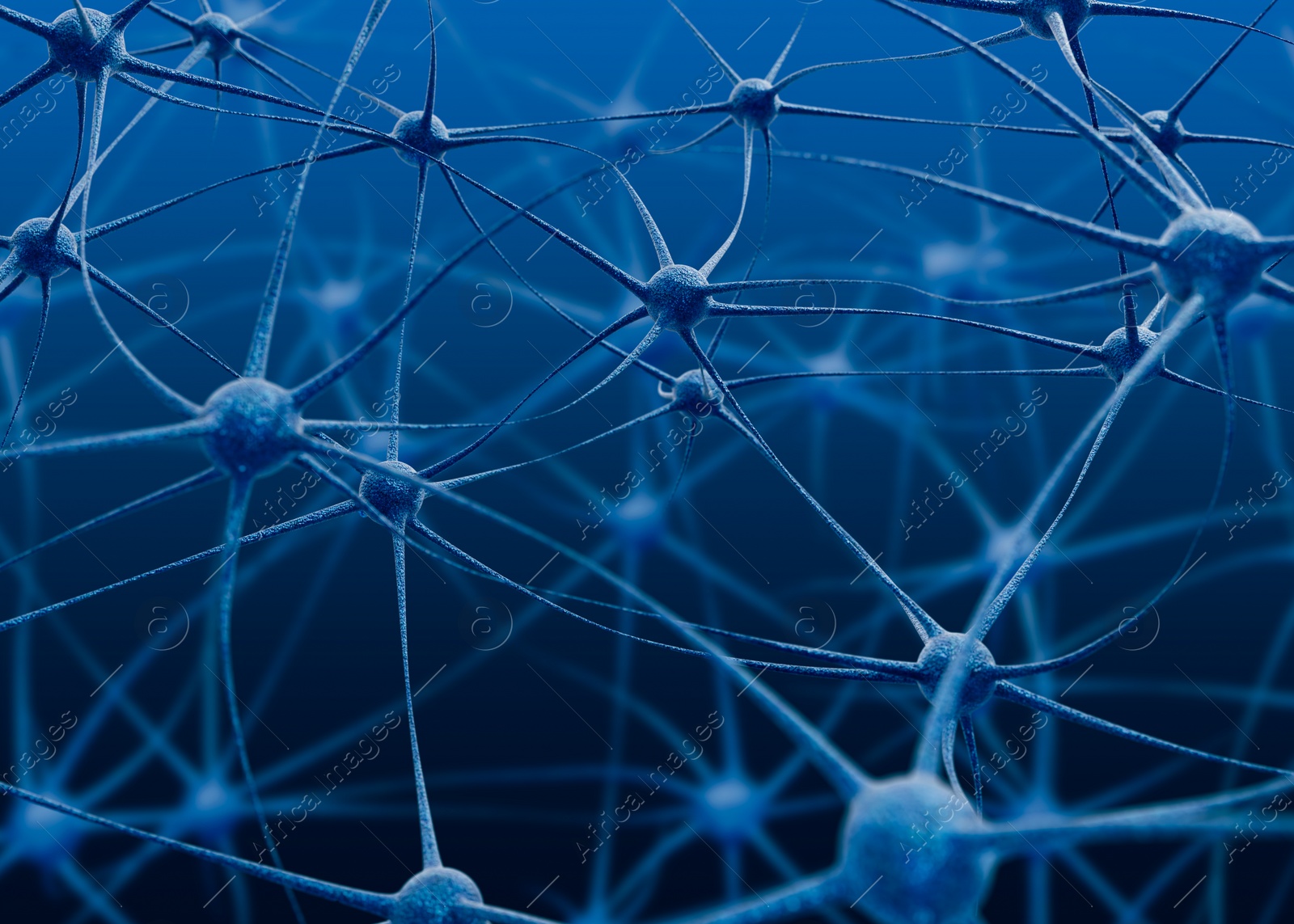 Illustration of Nervous system. Biological neural network on blue background, illustration