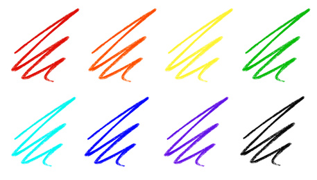 Image of Collage of color drawn pencil scribbles on white background. Banner design