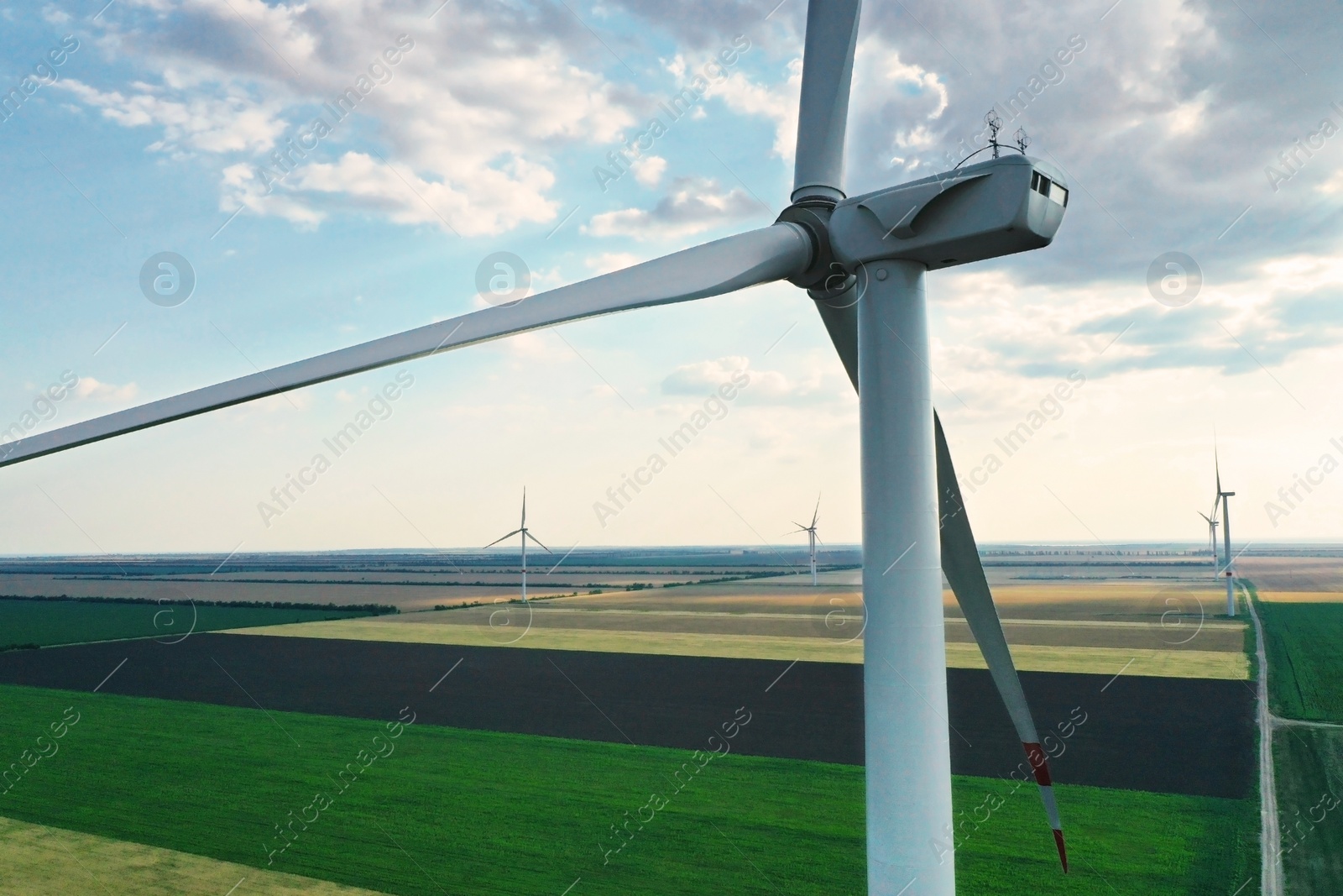 Image of Modern wind turbine, closeup. Alternative energy source