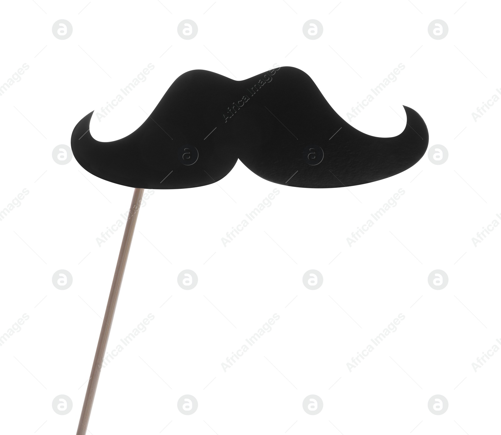 Photo of Fake paper mustache on stick against white background