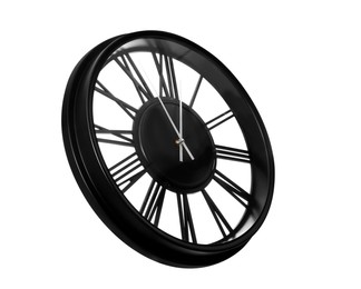 Clock showing five minutes until midnight on white background. New Year countdown