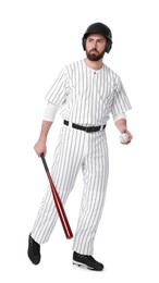 Photo of Baseball player with bat and ball on white background