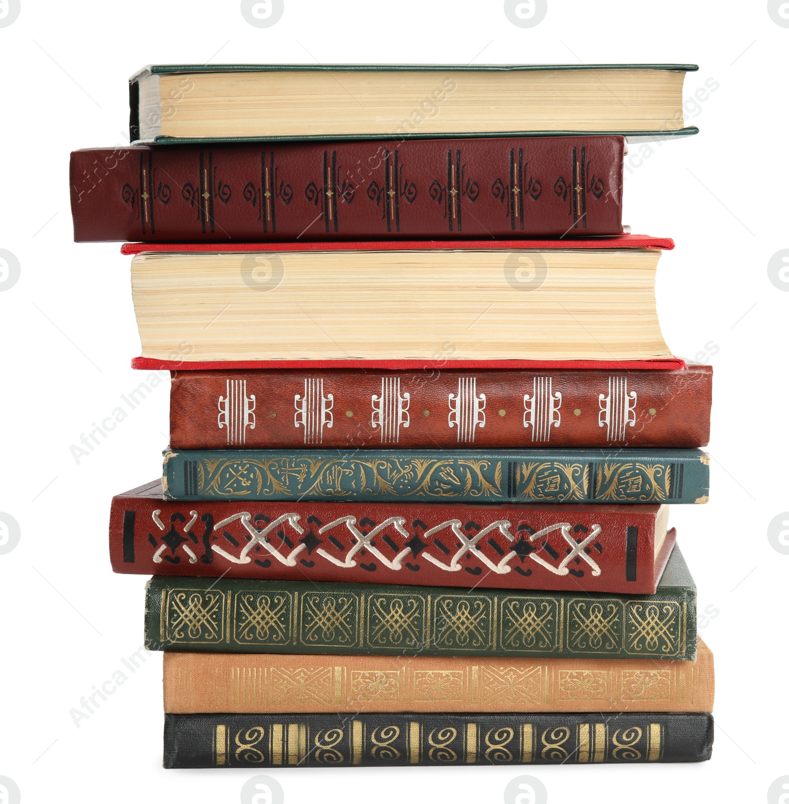 Photo of Collection of different books isolated on white