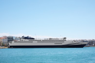 Picturesque view of port with modern boats on sunny day