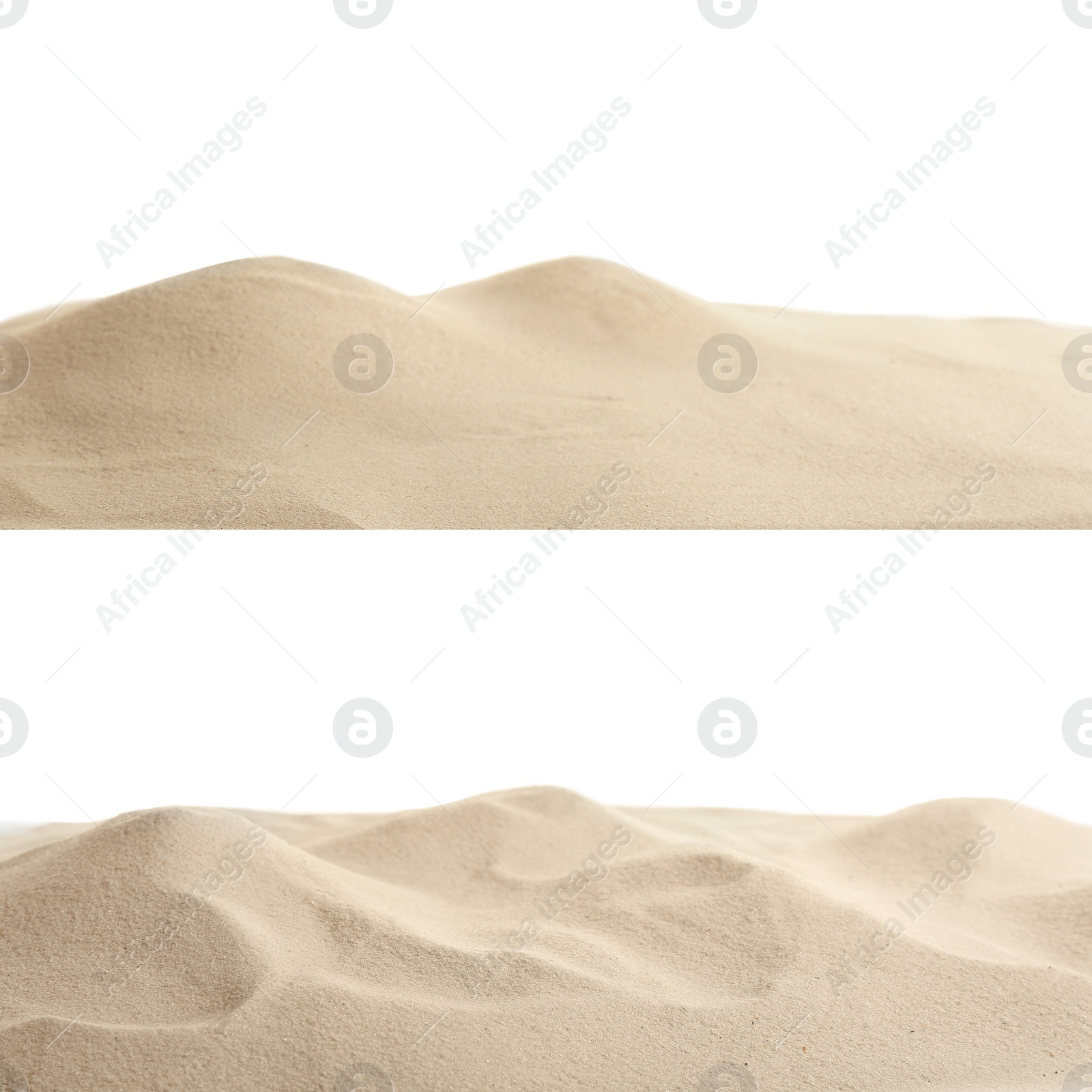 Image of Heaps of dry beach sand on white background