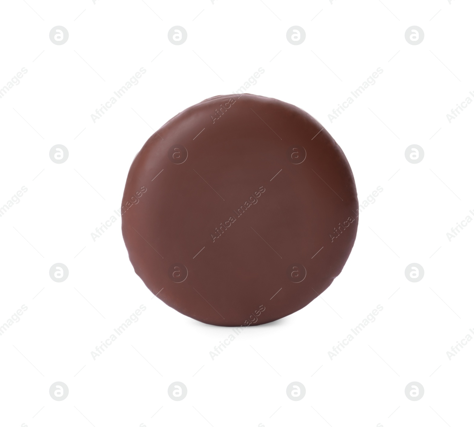 Photo of Delicious choco pie isolated on white. Classic snack cake