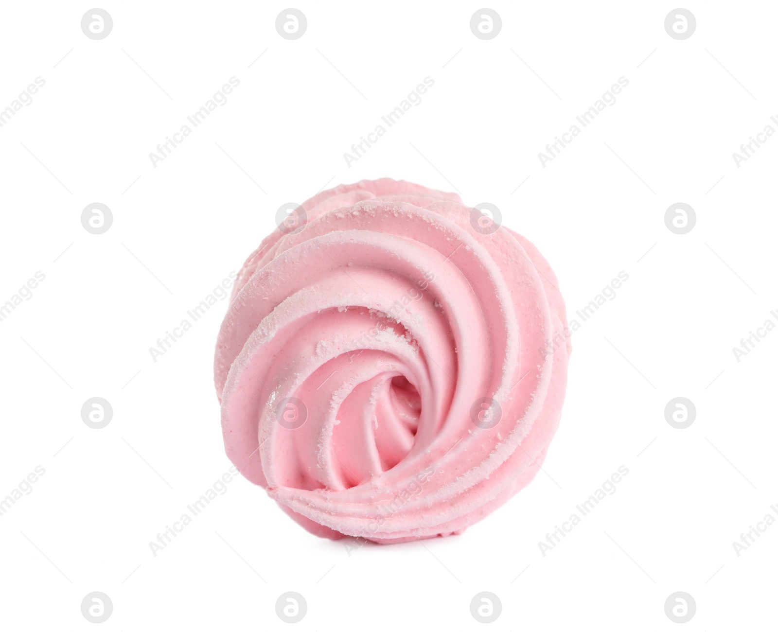 Photo of One delicious pink zephyr isolated on white