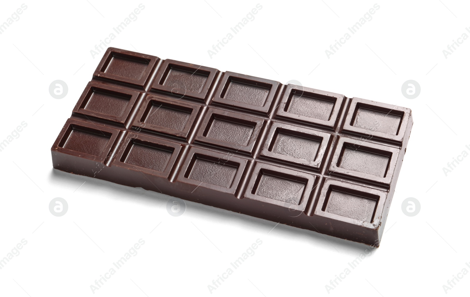 Photo of Tasty dark chocolate bar on white background